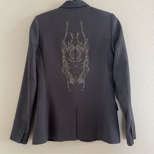 Zadig & Voltaire Blazer Veda Bis Deluxe Gray Medium Scarab Beetle Embellished